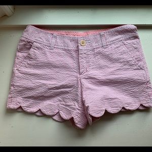 Lily Pulitzer Pink Seersucker Scalloped Short